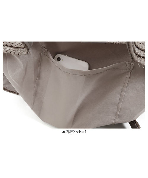 KOBE LETTUCE（コウベレタス）の「バイカラー・ボーダー柄丸底カゴバッグ（かごバッグ・レディース・その他1/その他2/その他3/ブラック系その他/グレー系その他/ベージュ系その他/ピンク系その他・FREE）」の11枚目の写真