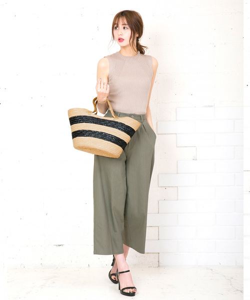 KOBE LETTUCE（コウベレタス）の「バイカラー・ボーダー柄丸底カゴバッグ（かごバッグ・レディース・その他1/その他2/その他3/ブラック系その他/グレー系その他/ベージュ系その他/ピンク系その他・FREE）」の8枚目の写真