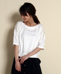 肩刺繍カットソー