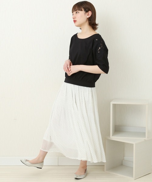 MARLENE JOBERT（マルレーヌ　ジョベル）の「肩刺繍カットソー（Tシャツ/カットソー・レディース・オフホワイト/ブラック/杢グレー・M/L）」の17枚目の写真