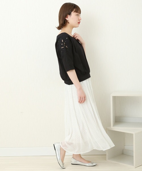 MARLENE JOBERT（マルレーヌ　ジョベル）の「肩刺繍カットソー（Tシャツ/カットソー・レディース・オフホワイト/ブラック/杢グレー・M/L）」の16枚目の写真