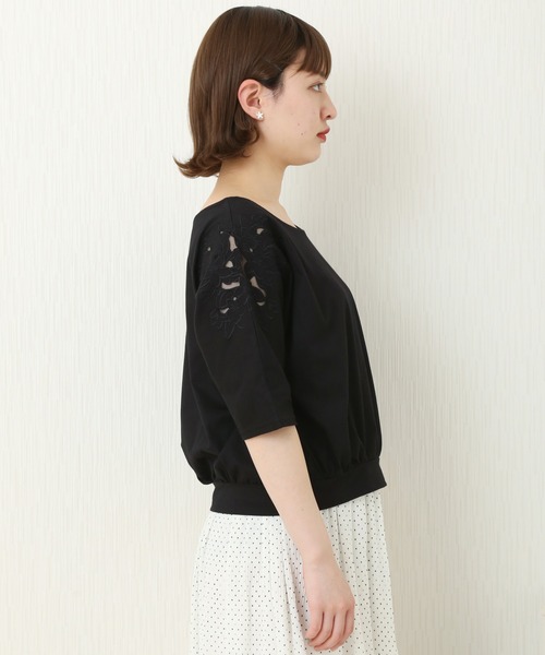 MARLENE JOBERT（マルレーヌ　ジョベル）の「肩刺繍カットソー（Tシャツ/カットソー・レディース・オフホワイト/ブラック/杢グレー・M/L）」の11枚目の写真