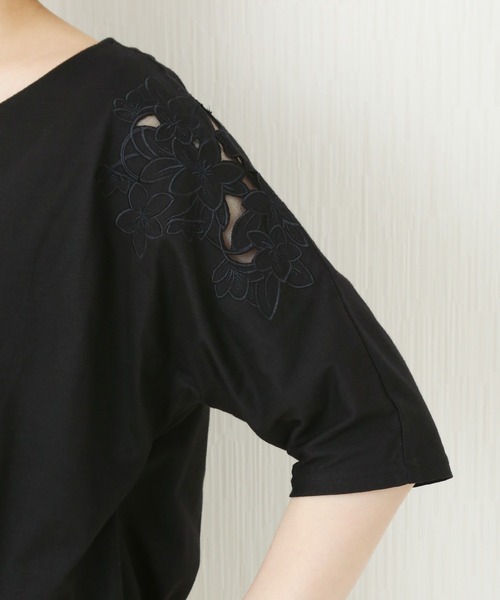 MARLENE JOBERT（マルレーヌ　ジョベル）の「肩刺繍カットソー（Tシャツ/カットソー・レディース・オフホワイト/ブラック/杢グレー・M/L）」の8枚目の写真