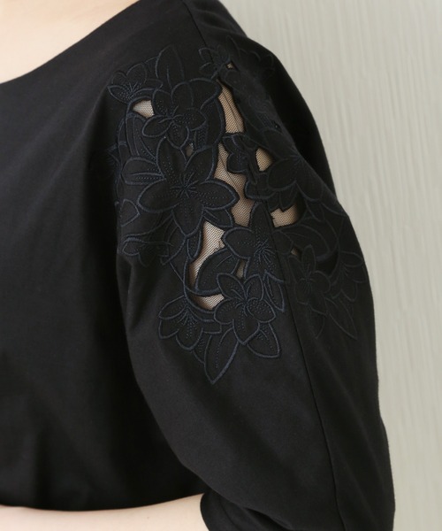 MARLENE JOBERT（マルレーヌ　ジョベル）の「肩刺繍カットソー（Tシャツ/カットソー・レディース・オフホワイト/ブラック/杢グレー・M/L）」の7枚目の写真