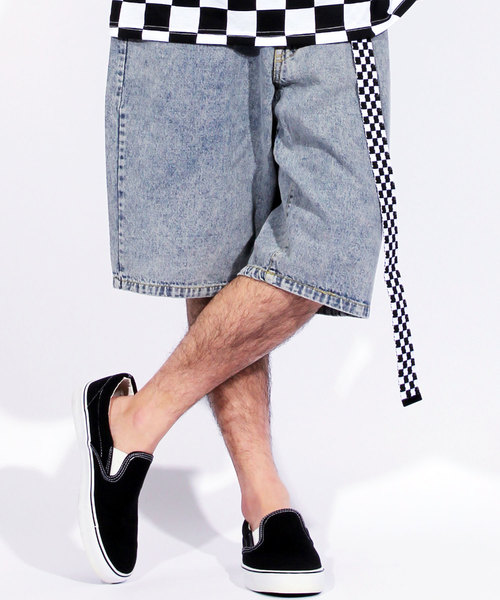 8(eight)(エイト)の「デニム ショートパンツ ベルト付き ハーフパンツ(その他パンツ・メンズ・ホワイト/ブラック/インディゴブルー/ケミカルウォッシュ・MEDIUM/LARGE)」の4枚目の写真