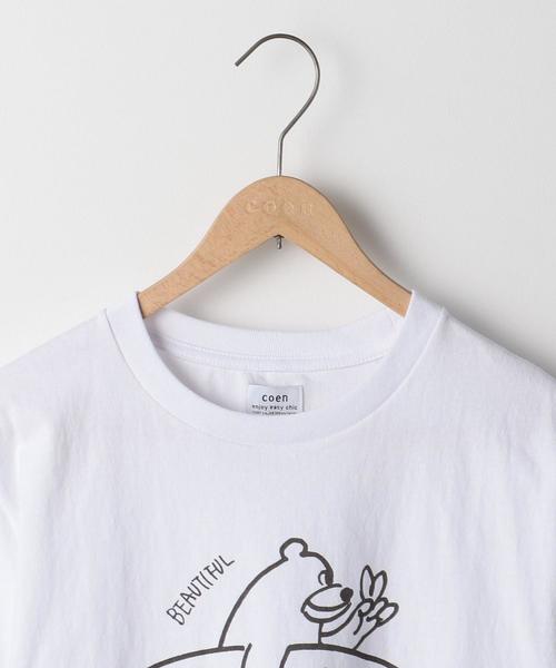 coen（コーエン）の「USAコットンベアプリントTシャツ（Tシャツ/カットソー・メンズ・ホワイト/オリーブ・MEDIUM/X-LARGE/SMALL/LARGE）」の5枚目の写真