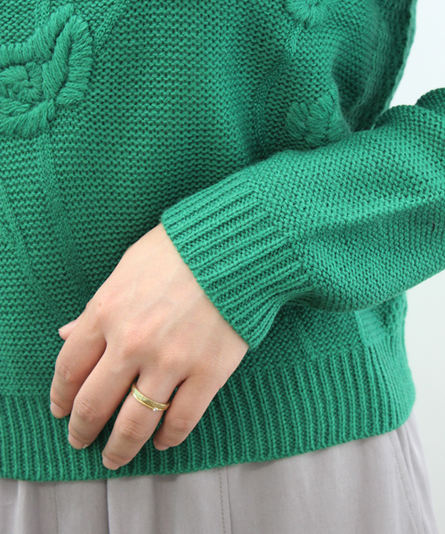 Kastane（カスタネ）の「【Kastane】花柄クルーKNIT（ニット/セーター・レディース・アイボリー/グレー/グリーン・FREE）」の8枚目の写真