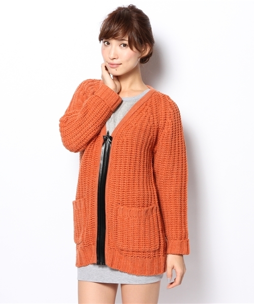 Another Edition(アナザーエディション)の「AE RIB ZIP UP CGN(カーディガン/ボレロ・レディース・オレンジ/ベージュ/ダークグレー・フリー)」の3枚目の写真