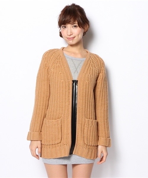 Another Edition(アナザーエディション)の「AE RIB ZIP UP CGN(カーディガン/ボレロ・レディース・オレンジ/ベージュ/ダークグレー・フリー)」の4枚目の写真