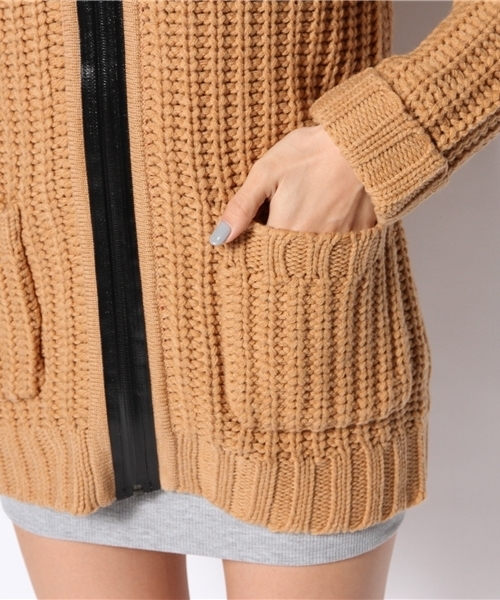 Another Edition(アナザーエディション)の「AE RIB ZIP UP CGN(カーディガン/ボレロ・レディース・オレンジ/ベージュ/ダークグレー・フリー)」の10枚目の写真