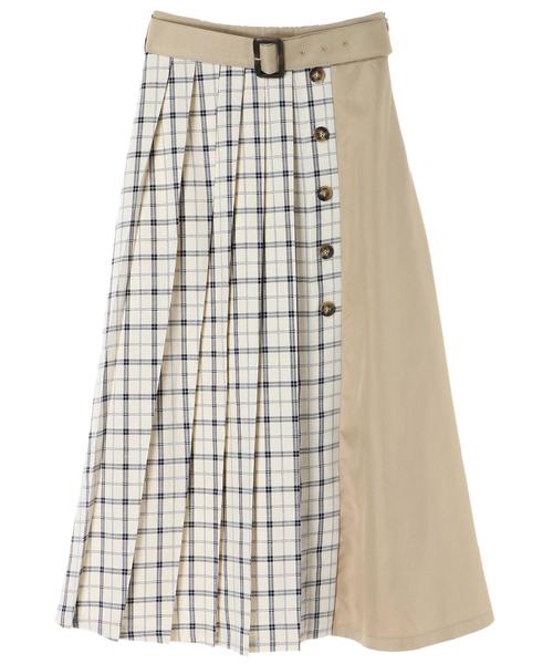 YECCA VECCA(イェッカヴェッカ)の「・チェック柄MIXボタンスカート ●(スカート・レディース・グレー/アイボリー・FREE)」の3枚目の写真