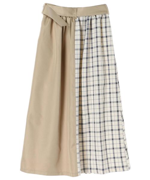 YECCA VECCA(イェッカヴェッカ)の「・チェック柄MIXボタンスカート ●(スカート・レディース・グレー/アイボリー・FREE)」の6枚目の写真