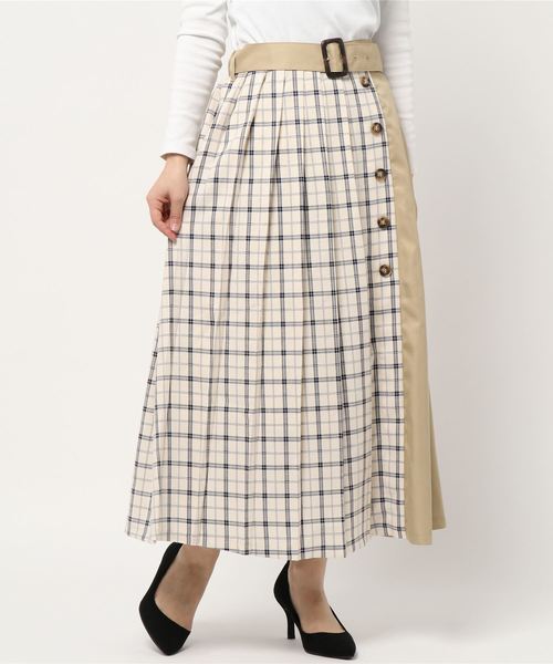 YECCA VECCA(イェッカヴェッカ)の「・チェック柄MIXボタンスカート ●(スカート・レディース・グレー/アイボリー・FREE)」の9枚目の写真