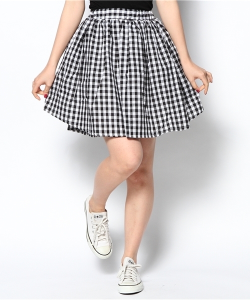 WEGO(ウィゴー)の「WEGO/ギンガムチェックミドルスカート(スカート・レディース・ブラック/ブルー/レッド・FREE)」の2枚目の写真