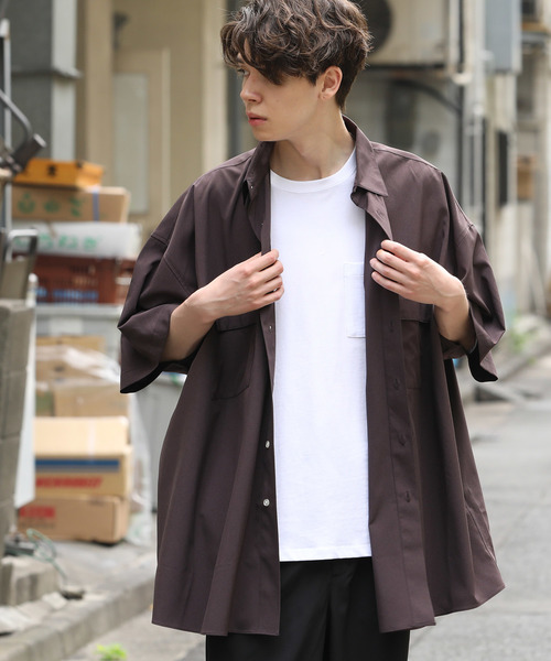 JUNRED（ジュンレッド）の「【AIR DRY/エアードライ】ビッグシャツ（シャツ/ブラウス・メンズ・ブラック/ライトグレー/ダークブラウン/ネイビー・M/L）」の3枚目の写真