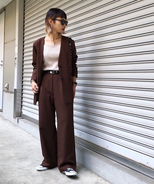 PAGEBOY（ページボーイ）の「セットアップ ウールライクタックパンツ（その他パンツ・レディース・ダークブラウン/グレイッシュベージュ/チャコールグレー/ピンク/ブラック・SMALL/MEDIUM）」の9枚目の写真