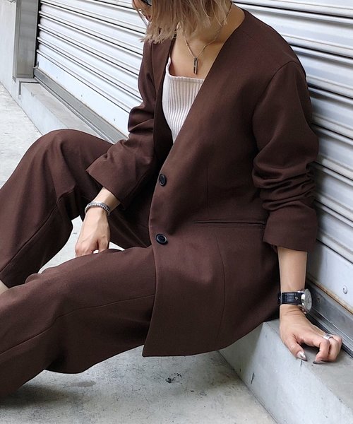 PAGEBOY（ページボーイ）の「セットアップ ウールライクタックパンツ（その他パンツ・レディース・ダークブラウン/グレイッシュベージュ/チャコールグレー/ピンク/ブラック・SMALL/MEDIUM）」の10枚目の写真