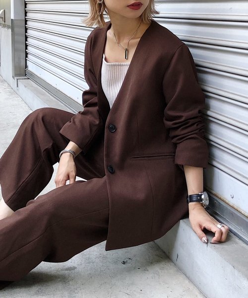 PAGEBOY（ページボーイ）の「セットアップ ウールライクタックパンツ（その他パンツ・レディース・ダークブラウン/グレイッシュベージュ/チャコールグレー/ピンク/ブラック・SMALL/MEDIUM）」の11枚目の写真