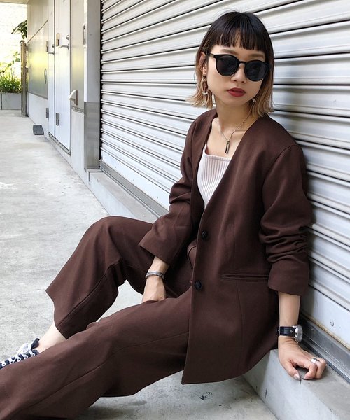 PAGEBOY（ページボーイ）の「セットアップ ウールライクタックパンツ（その他パンツ・レディース・ダークブラウン/グレイッシュベージュ/チャコールグレー/ピンク/ブラック・SMALL/MEDIUM）」の12枚目の写真