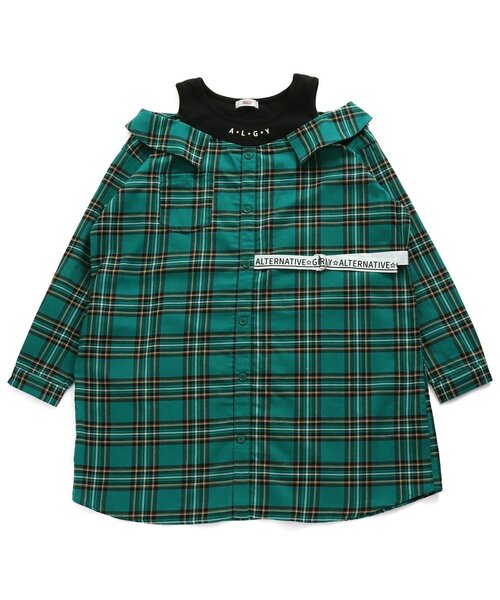 Algy アルジー の ルキｃコラボ 柄ドッキングオフショルシャツワンピ シャツワンピース Wear