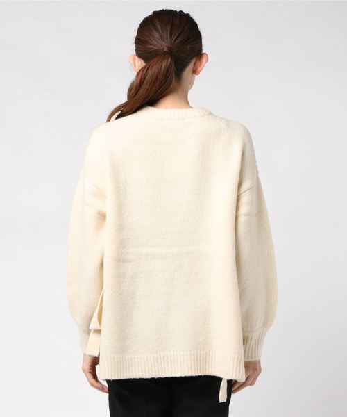 one after another NICE CLAUP（ワンアフターアナザーナイスクラップ）の「サイドリボンケーブルニット（ニット/セーター・レディース・ベージュ/アイボリー/モカ・FREE）」の5枚目の写真