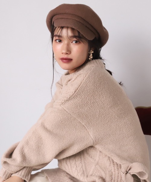 one after another NICE CLAUP（ワンアフターアナザーナイスクラップ）の「サイドリボンケーブルニット（ニット/セーター・レディース・ベージュ/アイボリー/モカ・FREE）」の6枚目の写真