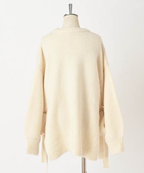 one after another NICE CLAUP（ワンアフターアナザーナイスクラップ）の「サイドリボンケーブルニット（ニット/セーター・レディース・ベージュ/アイボリー/モカ・FREE）」の12枚目の写真