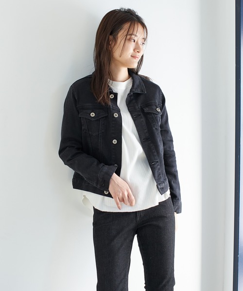 AMERICAN HOLIC（アメリカンホリック）の「柔らかブラックデニムＧジャン ＊（デニムジャケット・レディース・ブラック・MEDIUM/LARGE）」の5枚目の写真