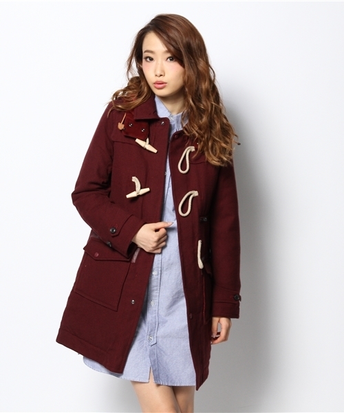 Ray BEAMS（レイビームス）の「●White Mountaineering / パターン ダッフルコート（ダッフルコート・レディース・ブラック系その他/ワイン・ONE SIZE）」の2枚目の写真