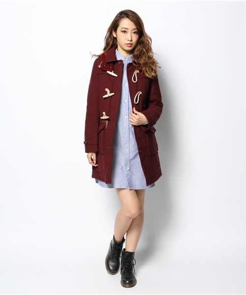 Ray BEAMS（レイビームス）の「●White Mountaineering / パターン ダッフルコート（ダッフルコート・レディース・ブラック系その他/ワイン・ONE SIZE）」の14枚目の写真