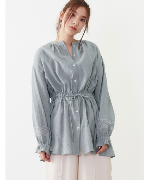 POU DOU DOU（プードゥドゥ）の「袖レース使いウエストドロストチュニックブラウス（シャツ/ブラウス・レディース・ベージュ/オフホワイト/ブルー・3）」の11枚目の写真