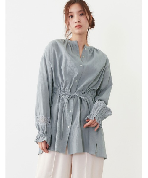 POU DOU DOU（プードゥドゥ）の「袖レース使いウエストドロストチュニックブラウス（シャツ/ブラウス・レディース・ベージュ/オフホワイト/ブルー・3）」の12枚目の写真