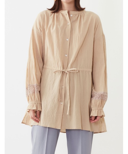 POU DOU DOU（プードゥドゥ）の「袖レース使いウエストドロストチュニックブラウス（シャツ/ブラウス・レディース・ベージュ/オフホワイト/ブルー・3）」の19枚目の写真