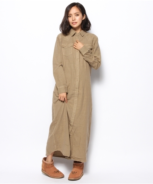 goa（ゴア）の「ﾅﾊﾞﾎ刺繍 ﾛﾝｸﾞｼｬﾂ（シャツワンピース）」 - WEAR