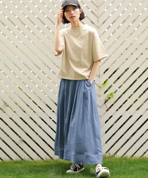 LAKOLE（ラコレ）の「オープンエンドピグメントTシャツ / LAKOLE（Tシャツ/カットソー・レディース・ブラック/ベージュ/ブルー/オフホワイト/ブラウン系その他・MEDIUM/SMALL）」の7枚目の写真