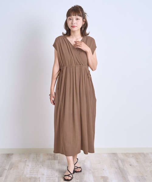 SweetMommy（スウィートマミー）の「授乳/マタニティ カシュクールカットワンピース [選べる2素材]（マタニティウェア/グッズ・レディース・ブラック/ミント/モカ/アイボリー・FREE）」の14枚目の写真