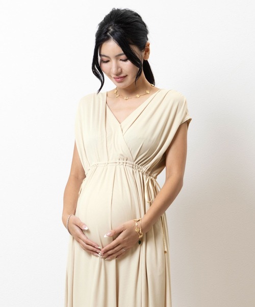 SweetMommy（スウィートマミー）の「授乳/マタニティ カシュクールカットワンピース [選べる2素材]（マタニティウェア/グッズ・レディース・ブラック/ミント/モカ/アイボリー・FREE）」の11枚目の写真