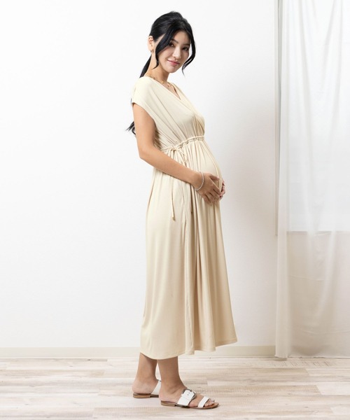SweetMommy（スウィートマミー）の「授乳/マタニティ カシュクールカットワンピース [選べる2素材]（マタニティウェア/グッズ・レディース・ブラック/ミント/モカ/アイボリー・FREE）」の8枚目の写真