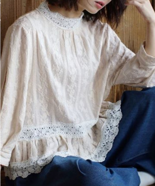 刺繍レース クラシカルAラインブラウス(シャツ/ブラウス)|zootie(ズーティー) 刺繍レース クラシカルAラインブラウス(シャツ/ブラウス)|zootie(ズーティー)