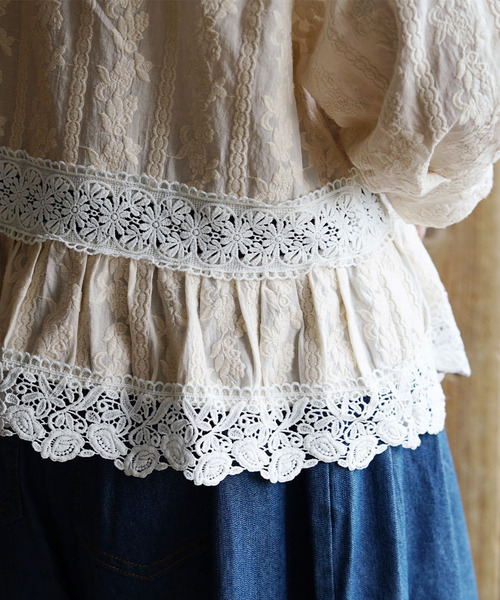 刺繍レース クラシカルAラインブラウス(シャツ/ブラウス)|zootie(ズーティー) 刺繍レース クラシカルAラインブラウス(シャツ/ブラウス)|zootie(ズーティー)