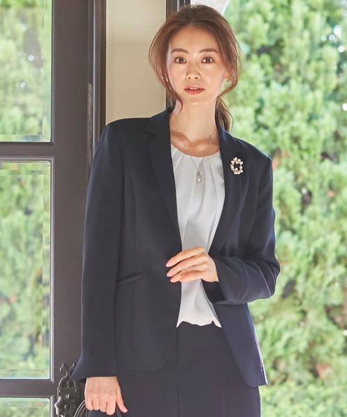 J.PRESS Ladies(J.プレス レディス)の「【ニオイ菌抑制】洗えるヴィーナスダブルクロス テーラードジャケット(テーラードジャケット・レディース・ブラック系/ネイビー系・XS)」の2枚目の写真