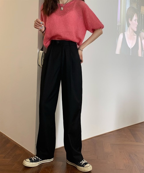 Ritzy（リッツィー）の「ハイウエストリモートストレートパンツ（その他パンツ・レディース・ブラック/ベージュ/グレー・M/L）」の2枚目の写真