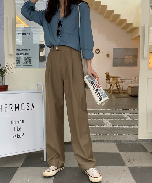 Ritzy（リッツィー）の「ハイウエストリモートストレートパンツ（その他パンツ・レディース・ブラック/ベージュ/グレー・M/L）」の12枚目の写真