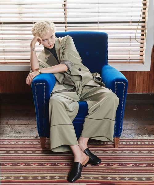 KOH.style（コースタイル）の「配色襟 Dカンベルトジャケット（テーラードジャケット・レディース・ベージュ/カーキ・FREE）」の6枚目の写真