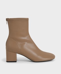 ステッチトリム ブロックヒールアンクルブーツ / Stitch-Trim Block Heel Ankle Boots