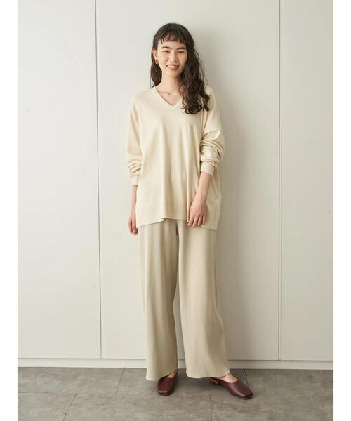 AMERICAN HOLIC（アメリカンホリック）の「総針ニットワイドパンツ（その他パンツ・レディース・ライトベージュ/チャコールグレー・L/M）」の20枚目の写真