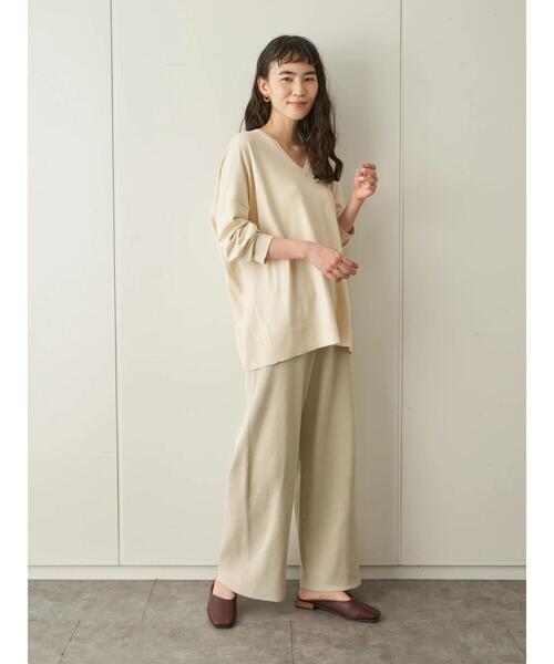 AMERICAN HOLIC（アメリカンホリック）の「総針ニットワイドパンツ（その他パンツ・レディース・ライトベージュ/チャコールグレー・L/M）」の18枚目の写真