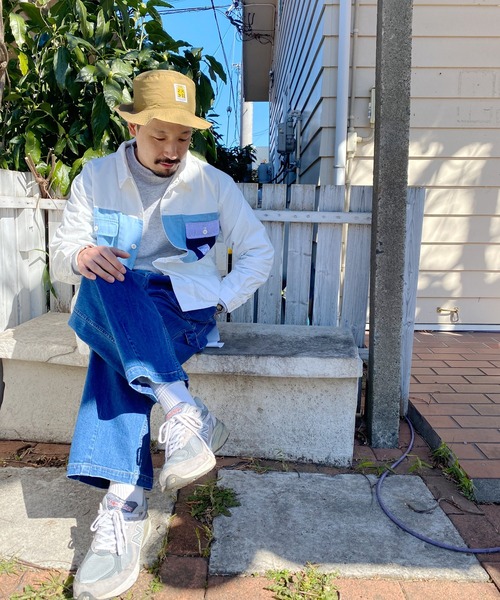 grn（ジーアールエヌ）の「◇PANELBIGSHIRT　ﾊﾟﾈﾙﾋﾞｯｸｼﾙｴｯﾄｼｬﾂ　ﾂｲﾙ/ﾃﾞﾆﾑ/ﾋｯｺﾘｰ（シャツ/ブラウス・メンズ・ホワイト/インディゴブルー/ストライプ・M/L）」の9枚目の写真