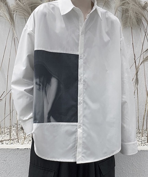 WESTBOY(ウエストボーイ)の「【WB ORIGINALS】Design Print Big Silhouette Drop Shoulder Dress Shirt(シャツ/ブラウス・メンズ・ブラック/ホワイト・L/M/XL)」の4枚目の写真