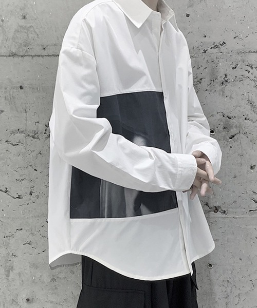 WESTBOY(ウエストボーイ)の「【WB ORIGINALS】Design Print Big Silhouette Drop Shoulder Dress Shirt(シャツ/ブラウス・メンズ・ブラック/ホワイト・L/M/XL)」の5枚目の写真